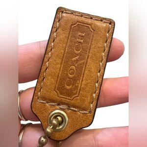 Coach Tan Saddle Brown Vintage Leather Keychain purse hang tag